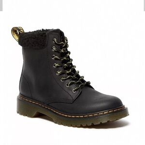 DR MARTENS JUNIOR 1460 FLEECE LINED LEATHER BOOTS 3 Junior